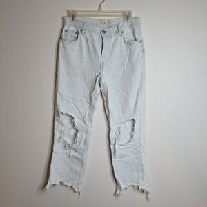 We The Free Distressed Light Blue Cropped Leg Jeans Size 26